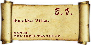 Beretka Vitus névjegykártya